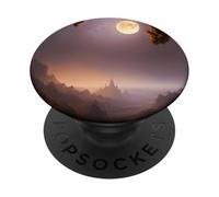 Luna Llena mística sobre fantasía Red Rock Valley Digital AI Art PopSockets PopGrip Adhesivo