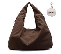 Luna Lush Bag, Maison Ginza Tote, Large Nylon Slouchy Tote Bag Men Women, Multi-Pocket Travel Waterproof (Brown)