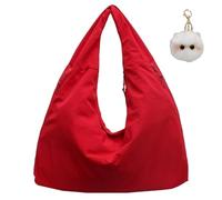 Luna Lush Bag, Maison Ginza Tote, Large Nylon Slouchy Tote Bag Men Women, Multi-Pocket Travel Waterproof (Red)