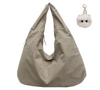 Luna Lush Bag, Maison Ginza Tote, Large Nylon Slouchy Tote Bag Men Women, Multi-Pocket Travel Waterproof (Khaki)