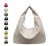 Luna Lush Bag, Multi-Pocket Large Capacity Slouchy Nylon Tote, Waterproof Travel & Commute Shoulder Handbag for Men & Women (Beige)