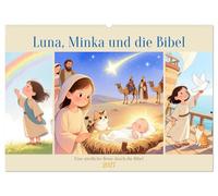 Luna, Minka und die Bibel (Wandkalender 2027 DIN A2 quer), CALVENDO Monatskalender: Luna und Minka gehen durch Gottes große Geschichte
