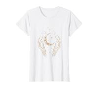 Luna Mística con Manos Esqueléticas Estilo Gótico Vintage Camiseta gráfica económica, Mujer, Blanco, XL