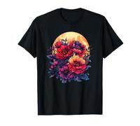 Luna mística con Ramo de Flores de peonía Vibrante Camiseta