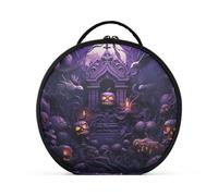 Luna Morada De Halloween Bolsa de Maquillaje Organizador de Circular Cosméticos Bolsas Creatividad con Divisor Ajustable para Mujeres