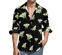 Luna Moth Beautiful Butterfly - Camisa de manga larga para hombre, informal, con botones, Estilo:, S