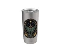 Luna Moth Celestial Botánico Fases Lunares Gótico Boho Vaso térmico de acero inoxidable de doble pared