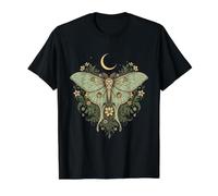 Luna Moth Cottagecore Vintage Grunge Floral Goblincore Camiseta gráfica económica, Hombre, Negro, L