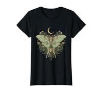 Luna Moth Cottagecore Vintage Grunge Floral Goblincore Camiseta gráfica económica, Mujer, Negro, XL