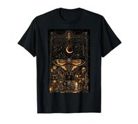 Luna Moth Moon Phases Witchy Pastel Goth sobre Negro Camiseta