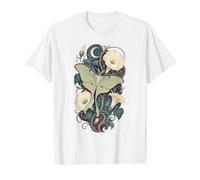 Luna Moth Moonflower Arte botánico Celestial Camiseta gráfica económica, Hombre, Blanco, L