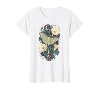 Luna Moth Moonflower Arte botánico Celestial Camiseta gráfica económica, Mujer, Blanco, XS
