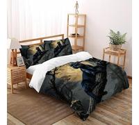 Luna Pantera Negra Guardián Juego De Funda Nórdica Impresión 3D Vida Silvestre LY Animal Microfibra Suave con Cremallera Oculta para Niños,Niñas,Adolescentes Tamaño King(220x240cm)
