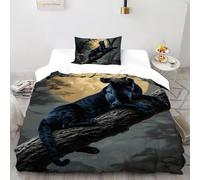 Luna Pantera Negra Guardián Juego De Funda Nórdica Impresión 3D Vida Silvestre LY Animal Microfibra Antialérgica con Cremallera Oculta para Niños Y Adultos Ajuste Single(135x200cm)
