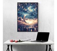 Luna Pintura de Diamante Estrella Diamond Painting Adultos Pintura Diamante Bordado de Punto de Cruz Kits, Kit de Diamond Painting DIY 5d für Home Wand Decor, Büro, Regalos 50 x 65 cm PJY3 Z-0