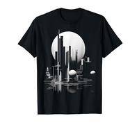 Luna Polígono Arte Gráfico Motivo Geométrico Luna Camiseta