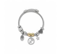 Luna Roy Colección Bijou, Pulsera de Mujer con Charm de Signo del Zodiaco Sagitario, Brazalete de Acero Inoxidable y Aleación de Zinc, Diseño Plateado con Detalles Dorados