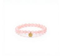 Luna Roy Pulsera de Cuarzo Rosa con dije de tu signo del Zodíaco, bañado en Oro 18K (Piscis)