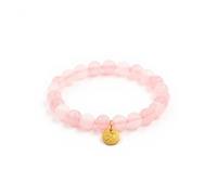 Luna Roy Pulsera de Cuarzo Rosa con dije de tu signo del Zodíaco, bañado en Oro 18K (Sagitario)