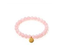 Luna Roy Pulsera de Cuarzo Rosa con dije de tu signo del Zodíaco, bañado en Oro 18K (Tauro)