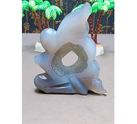 Luna Tallada En Ágata De Energía Natural. Regalo Exquisito Decorativo De La Moda Del Hogar De La Piedra Preciosa Del Cristal De Cuarzo,102g 87mm