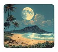 Luna Tappetino Mouse Piccolo 220x180x3mm, Tappetino Scrivania con Bordo Cucito, Mousepad Impermeabile e Antiscivolo, Pratica e Facile da Pulire, Accessori Gaming, Regalo Uomo, Spiaggia O-6106