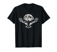 Luna Y Cuervo Cielo Noche Celestial Gótico Místico Cuervo Escena Camiseta