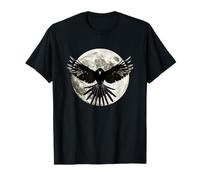 Luna Y Cuervo Místico Noche Oscuro Celestial Gótico Cuervo Escena Camiseta