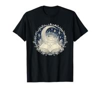 Luna y Libro Abierto Cielo Nocturno Estrellado Lectura mágica Camiseta