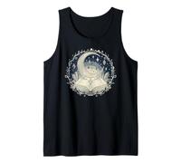 Luna y Libro Abierto Cielo Nocturno Estrellado Lectura mágica Camiseta sin Mangas