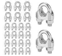 Lunaanda Abrazaderas De Cable M3/M4/M5, 24 Piezas Clip De Cuerda De Alambre Inoxidable,Perno En U Sujeta Cables De Acero,Tensores De Alambre,para Cable De Acero Cuerda(3/4/5mm)