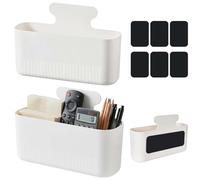 Lunaanda Juego de 2 Cajas Magnéticas, Portabolígrafos Magnético, Organizador de Cocina, Crema, Organizador Lateral con 4 Imanes Autoadhesivos, Apto para Nevera, Microondas, Pared o Mesa (Grande)