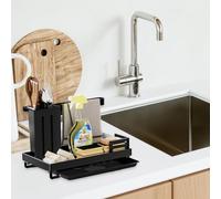 Lunaanda Organizador Fregadero,con Cepillo De Esponja,Soporte Estropajo Fregadero, con Bandeja De Desagüe Extraíble, Cocina Organizador, Estante De Almacenamiento Multifuncional, para Cocina Y Baño
