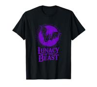 Lunacy of The Beast Murciélago Volando contra la Luna púrpura Camiseta