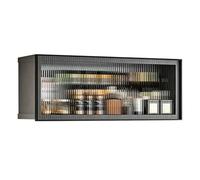LUNAIZHUO Armario de Almacenamiento de Cocina de Pared, Aparador Despensa de Aleación de Aluminio, Mueble Bar de Café y Vino para Baño/Sala d Estar(Black,60cm/24in)