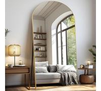 LunaMirror Espejo curvado de cuerpo entero, 204 x 104 cm, pie, suelo, grande, dormitorio, salón, pasillo, entrada, pared, dorado