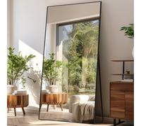 LunaMirror Espejo de cuerpo entero, 192 x 85 cm, espejo de pie, espejo de suelo, espejo grande, para dormitorio, salón, pasillo, entrada, espejo de pared, color negro