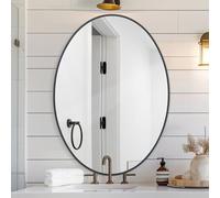 LunaMirror Espejo de pared ovalado de 51 x 71 cm, color negro, espejo de tocador para baño, pasillo, entrada, sala de estar, dormitorio