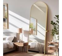 LunaMirror - Espejos de cuerpo completo de pie para el suelo, espejo de pared completo para dormitorio, sala de estar y entrada, marco dorado arqueado, 161x52 CM