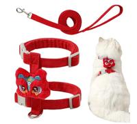 Lunaobrik Cinturones para gatos, arnés de piel para perros,Correas de cachorro anti-escape con decoración de león de baile - Suministros para ropa exterior para mascotas, arnés de pecho ajustable para