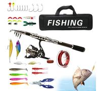 Lunaobrik Combinación de cañas y carretes de, combinación de cañas de Pescar y carretes | Combinaciones telescópicas de caña de Pescar y carretes de Agua Salada - Equipo de de Hielo