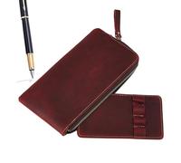 Lunaobrik Estuche de piel sintética para lápices para hombre y mujer, soporte de pantalla vintage, para 4 bolígrafos, borgoña, ver descripción, Ver descripción