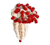 Lunaobrik Flower Bouquet Blanket Cute - Romantic Red Rose Crochet Flowers