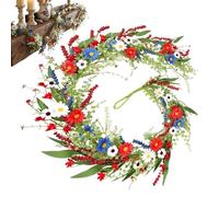 Lunaobrik für den 4. Juli, Patriotische Gänseblümchen-Blumen-Schild-Girlande, Memorial Day Türdekoration, für Terrasse Garten Landhausstil Innen Außen Zuhause Sommer Feiertag