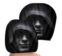 Lunaobrik Headrest Covers for Cars | 2 Pieces Reusable Horror Pattern Interior Protector | Car Head Rest Protector | for Automotive Truck SUV Daily Commuting Long Driving Road Trip