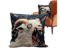 Lunaobrik Housse de Coussin Chèvre,45 X 45cm Décor d'Intérieur Campagnard Tête de Mouton Expressif - Housses de Coussin Canapé,Pour Salon Canapé Fauteuil Télé Sol Bureau Détente Lecture