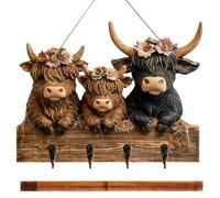 Lunaobrik Llavero, con diseño en forma de madera y 4 ganchos | Ganchos para llaves decorativos de madera de pared | Para sombreros, toallas, abrigos, mochilas, bolsos, casa, salón, dormitorio de