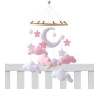 Lunaobrik Nursery Mobiles,Moon Star Felt Toys - Bassinet Mobile Toy for Stroller | for Kids Girls Boys Home Bedroom Playroom Daycare Travel Car Stroller Birthday Holiday