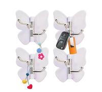 Lunaobrik Selbstklebende Wandhaken,4er-Set Schmetterlings-Drehhalter-Haken - Wandhaken Ohne Bohren | Für Badezimmer Dusche Wohnung Wohnheim Schlafzimmer Küche Eingangsbereich