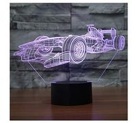 lunaoo Luz Nocturna Infantil, Lampara Escritorio Lampara 3D Coche de Carreras LED, Lámpara de Mesa 7 Colores Diferentes Luz De Noche Regalos Cumpleaños Niños
